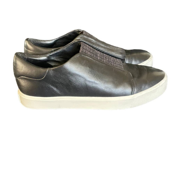 Vince Womens Leather Cantara Slip-On Sneaker Elastic Gore Round Toe Size 7 Black - Picture 6 of 12